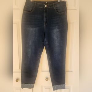 SHEIN Dark Blue Ankle Jeans